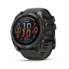 GARMIN FENIX 8 47mm, AMOLED, SAPH, CARBON GREY DLC TITANIUM WITH BLACK/PEBBLE GRAY SILICONE BAND