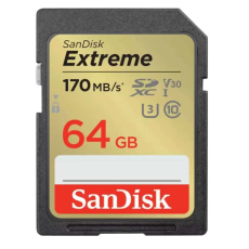 SANDISK EXTREME SDXC, SDXV2 64GB, V30, U3, C10, UHS-I, 170MB/s R, 80MB/s W, 4x6, Lifetime